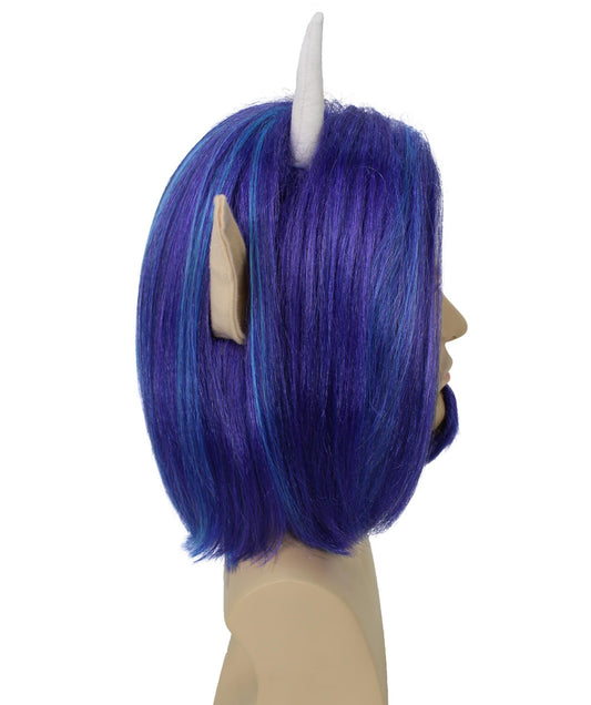 メンズ H-6155 アニメ 巨大映画キャラクター ブルー コスプレウィッグ ハロウィンに最適 難燃性合成繊維