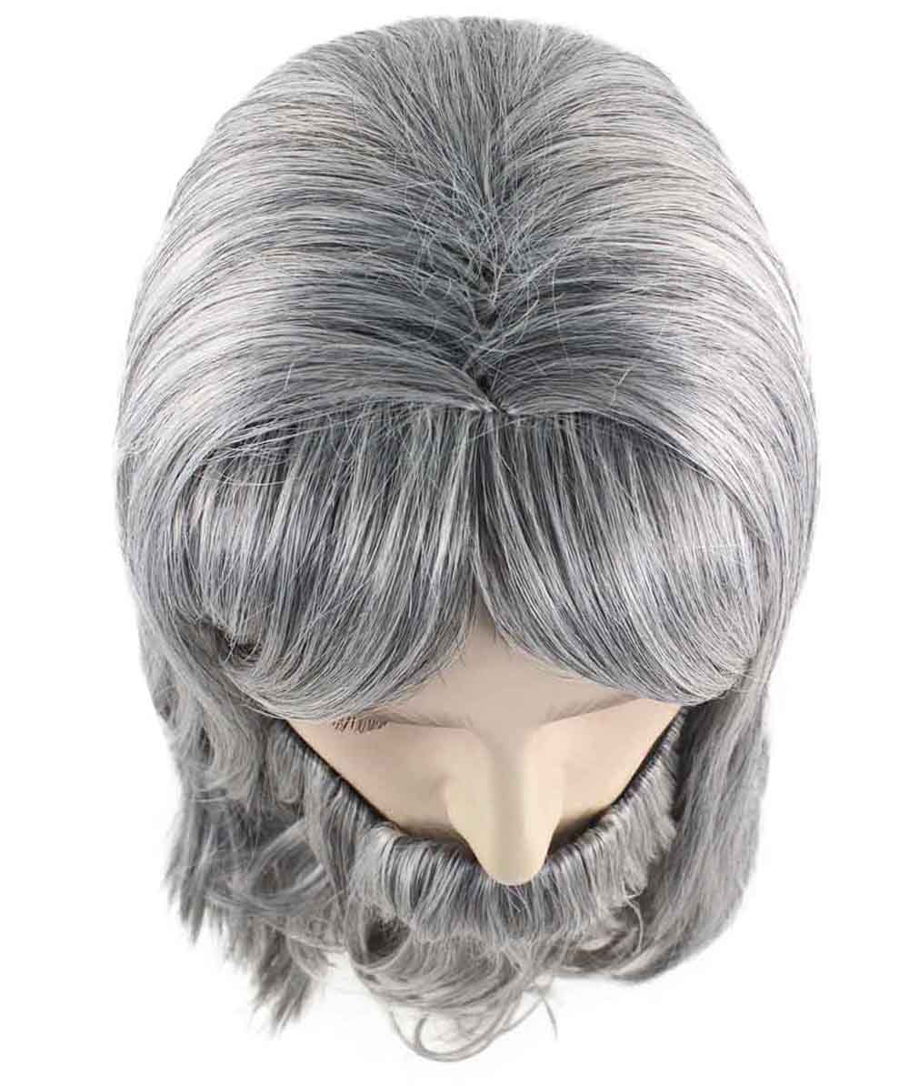 ハロウィンパーティー プレミアム 男性用 H-2197 グレー ウィッグ&ひげセット