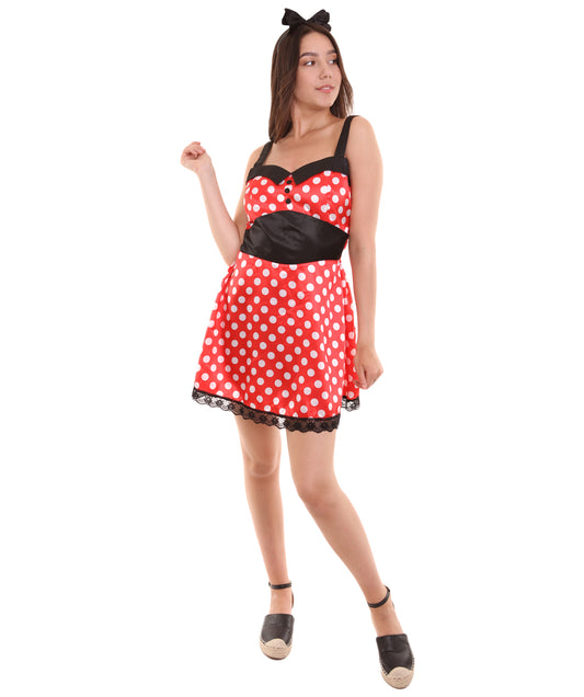 女性用 HC-141 マウスカートゥーンコスチューム レッドのコスプレコスチューム