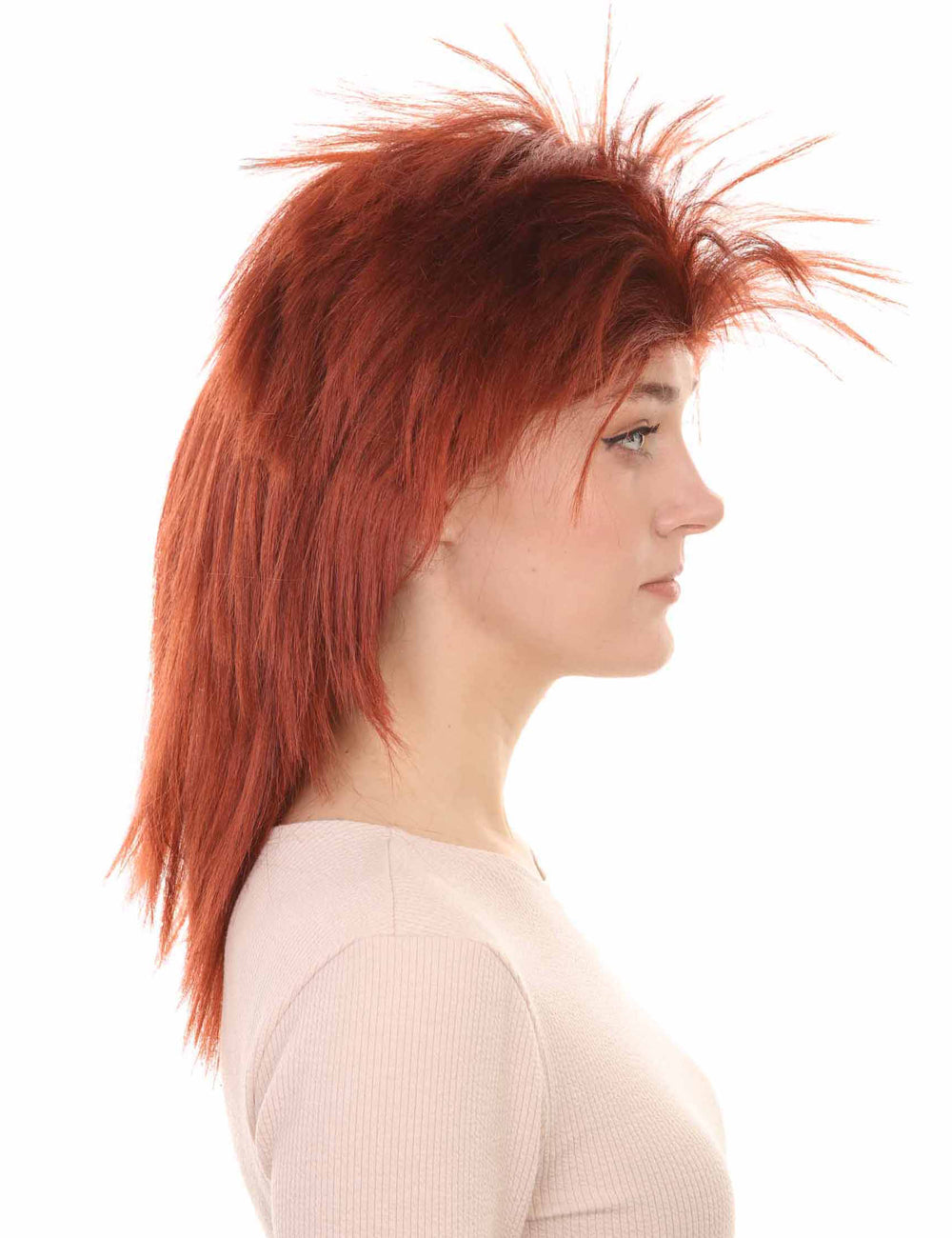 Wigs2you ハロウィン パーティー プレミアム H-1307 簡単に着用でき 快適なフィット感 80 年代女性ダーク オーバーン ロッカー スタイル ウィッグ