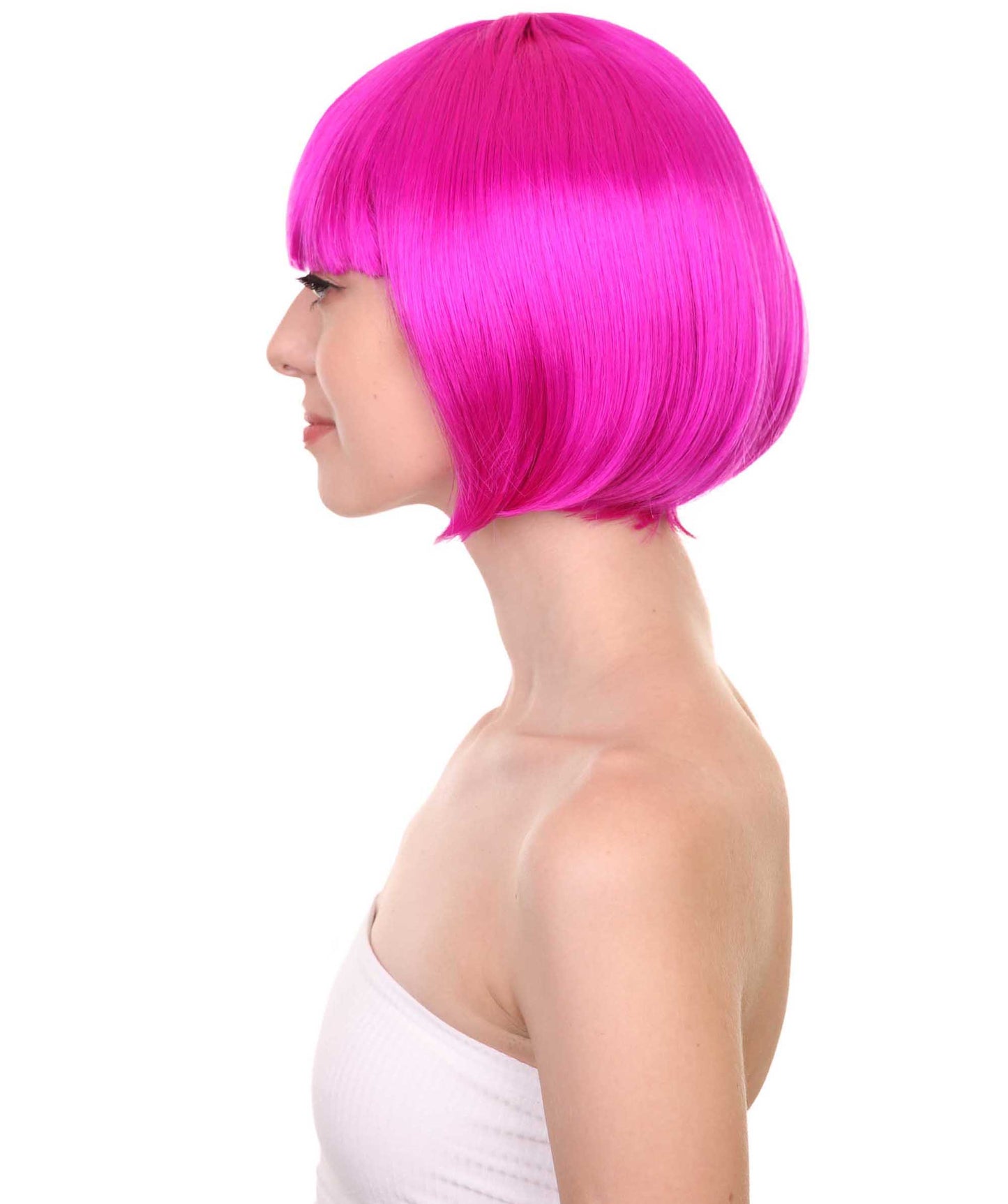 ネオンフューシャボブ女性用ウィッグコレクション H-3299 パーティー準備完了の華やかなコスプレハロウィンウィッグ プレミアム通気性のあるキャップレスキャップ