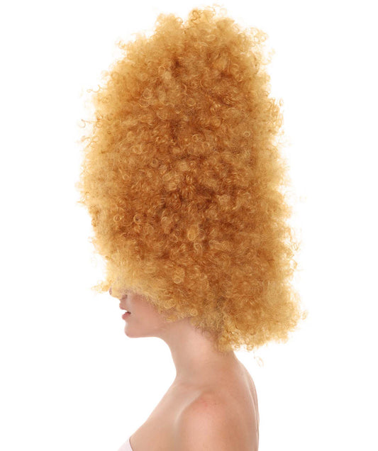 女性用スーパージャンボアフロライトブラウンウィッグ H-3446 プレミアム通気性のあるキャップレスキャップ