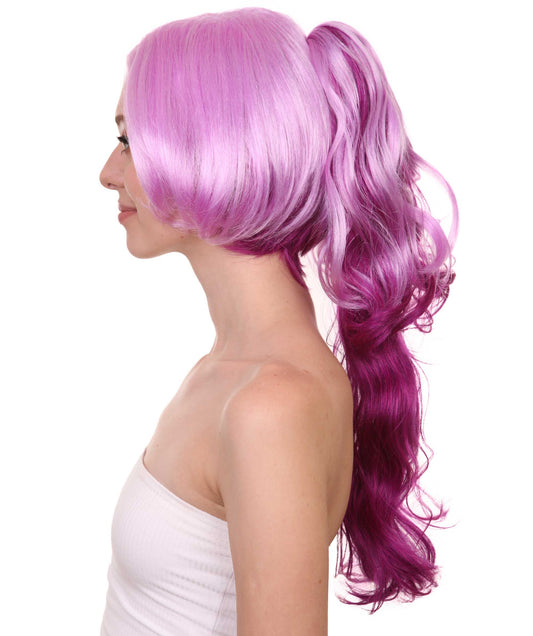 女性用リーグオブレジェンズ エレメンタリスト ラックス パープルウィッグ H-4617 プレミアム通気性キャップレスキャップ
