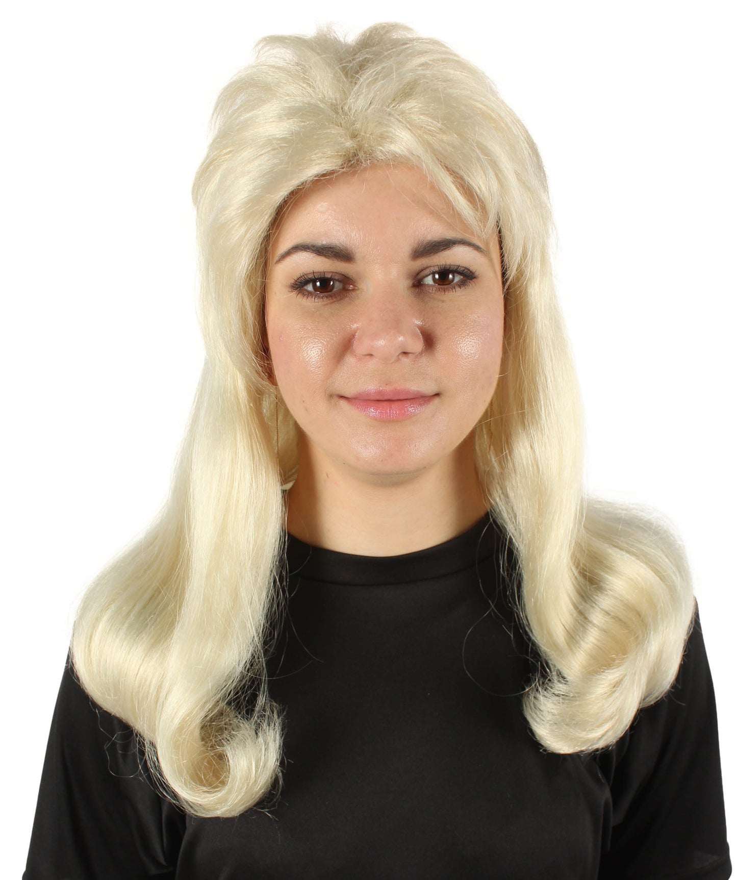 ハロウィンパーティプレミアムレディース H-5748 ヴィンテージカーリー60年代ヘアスタイルブロンド前髪付きウィッグ