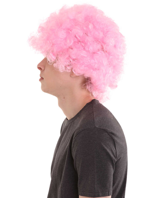 男性用 ライトピンク アフロ ウィッグ H-2442 ハロウィンパーティー に最適