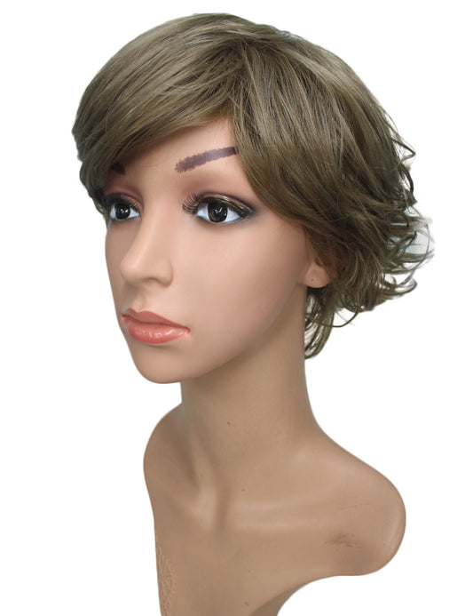 "耐熱商品☆無造作に散らした毛束がオシャレ!ふんわりボリュームのショートスタイル♪ ウィッグネット付き♪ W-586 "