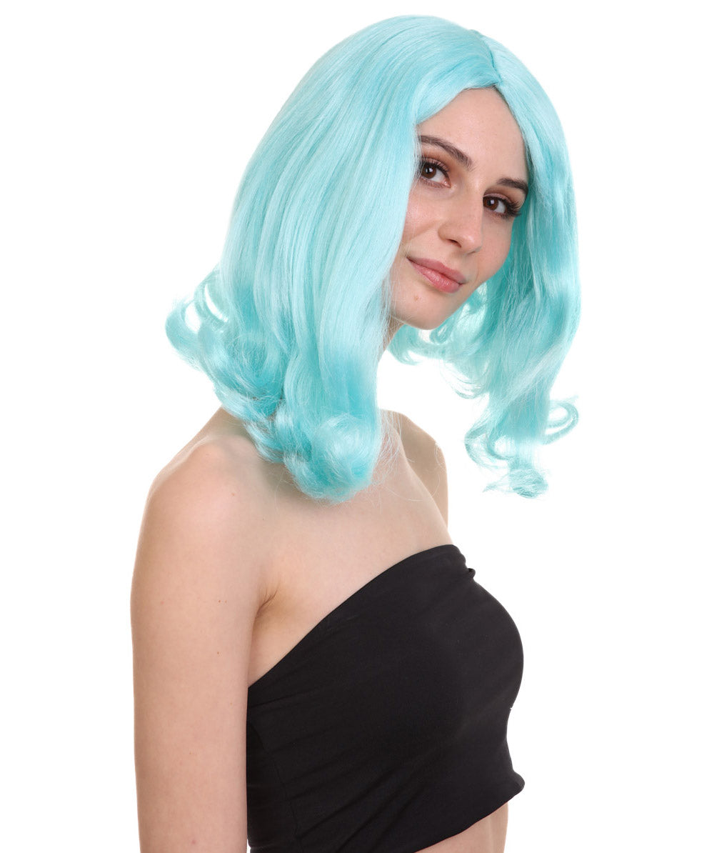 Wigs2you ハロウィン パーティー プレミアム レディース H-1278 簡単に着用でき、快適なフィット感、ライト ブルー ページボーイ ウィッグ