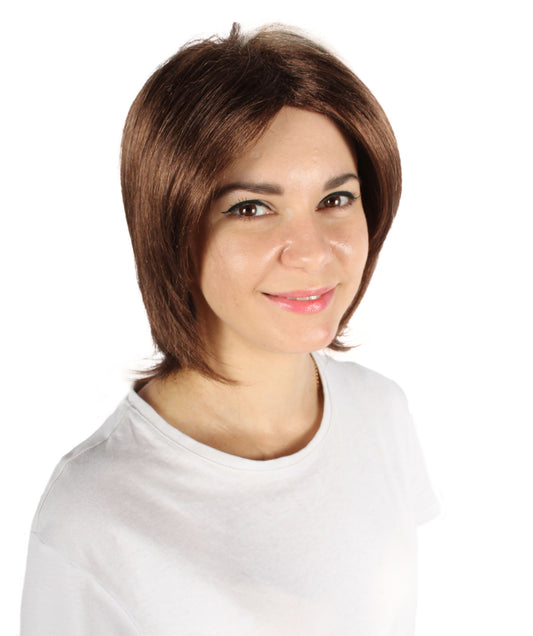 プレミアムレディースH-5921 ショートストレートブラウンアンドブロンドウィッグ ハロウィンに最適 難燃性合成繊維