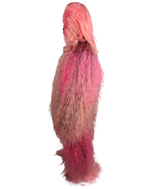 ユニセックス JCP-210_2 の長い毛むくじゃらの戦士の猿の軍事リーダー抵抗戦士 ピンク コスプレコスチュームとウィッグのバンドル