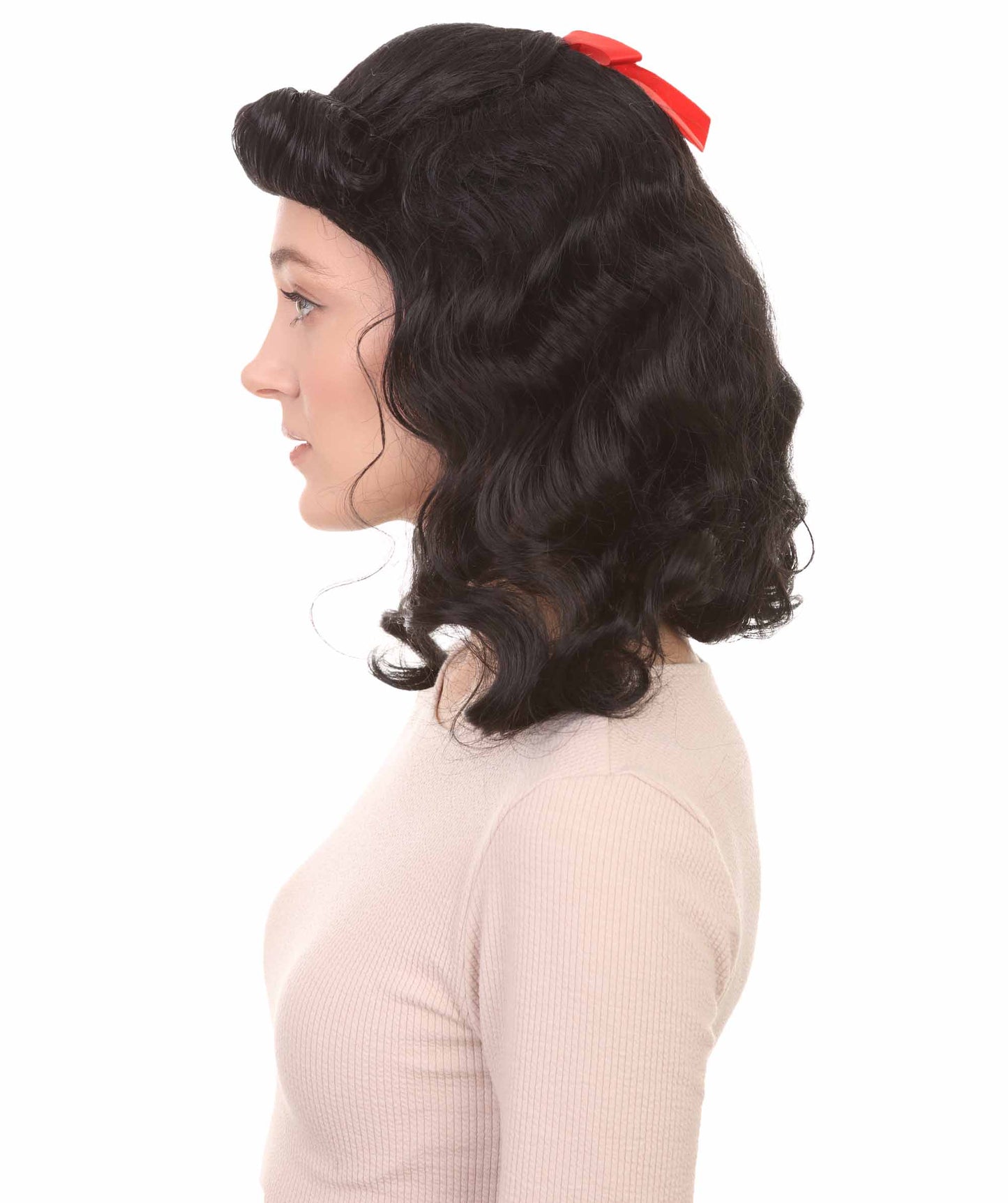 ハロウィンパーティープレミアムレディース H-3085 40sピンアップガールブラックウィッグ レディラグジュアリースタイルパーティーウィッグコレクション