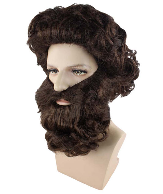茶色のパイレーツ 男性用 ウィッグとひげセット H-2192 コスプレ ハロウィン ウィッグ プレミアム 通気性のあるキャプレスキャップ