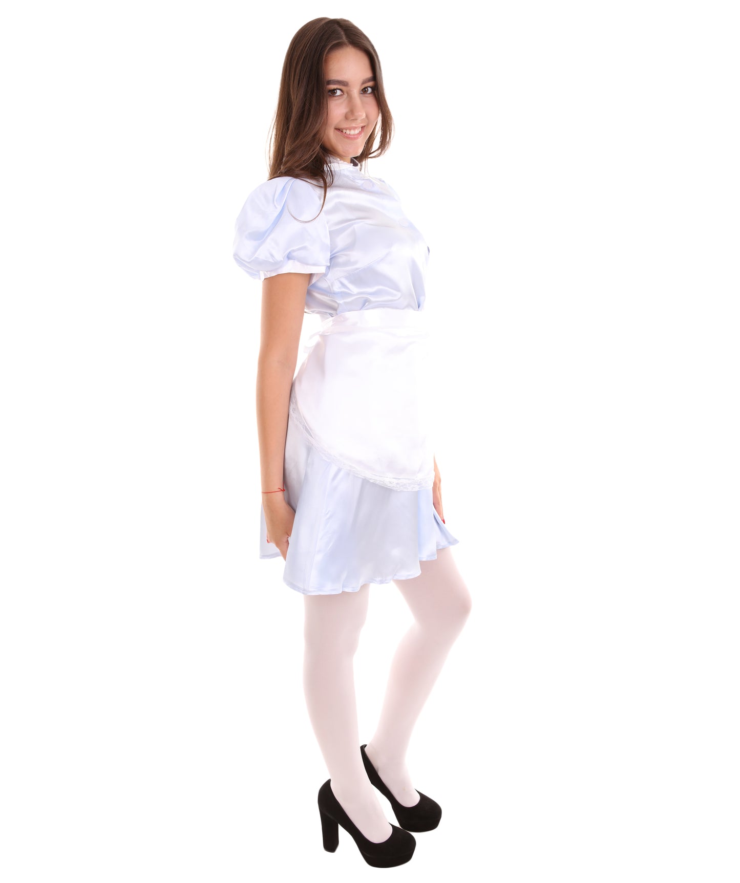 大人用女性の JCO-328_1 フレンチエプロンメイド制服 ライトブルー コスプレコスチューム