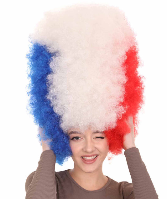 クロアチアフラッグ スポーツパーティージャンボアフロウィッグ H-3962 プレミアム 通気性の良い キャップレスキャップ