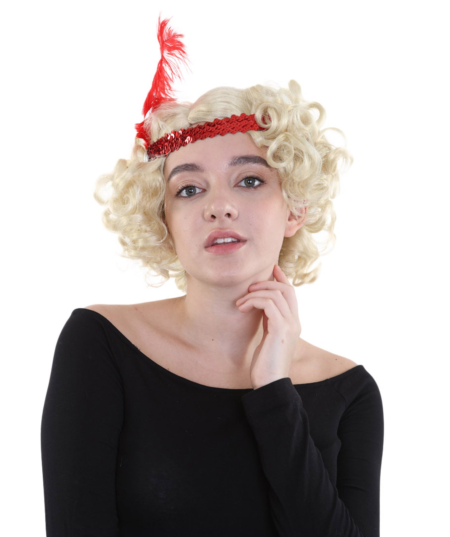ハリウッド羽フラッパー婦人用かつら ブロンドの性格コスプレ・ハロウィンかつら 割増空気を通すCaplessなキャップH-300