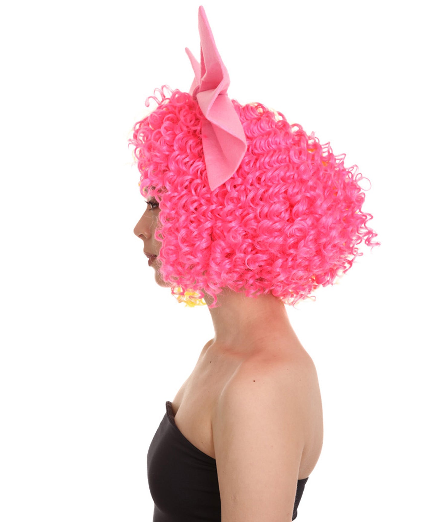 Wigs2you ハロウィンパーティープレミアムレディース H-1832 華やかに見えるオーストラリアンシンガーシア カーリーウィッグ ピンクリボン付き