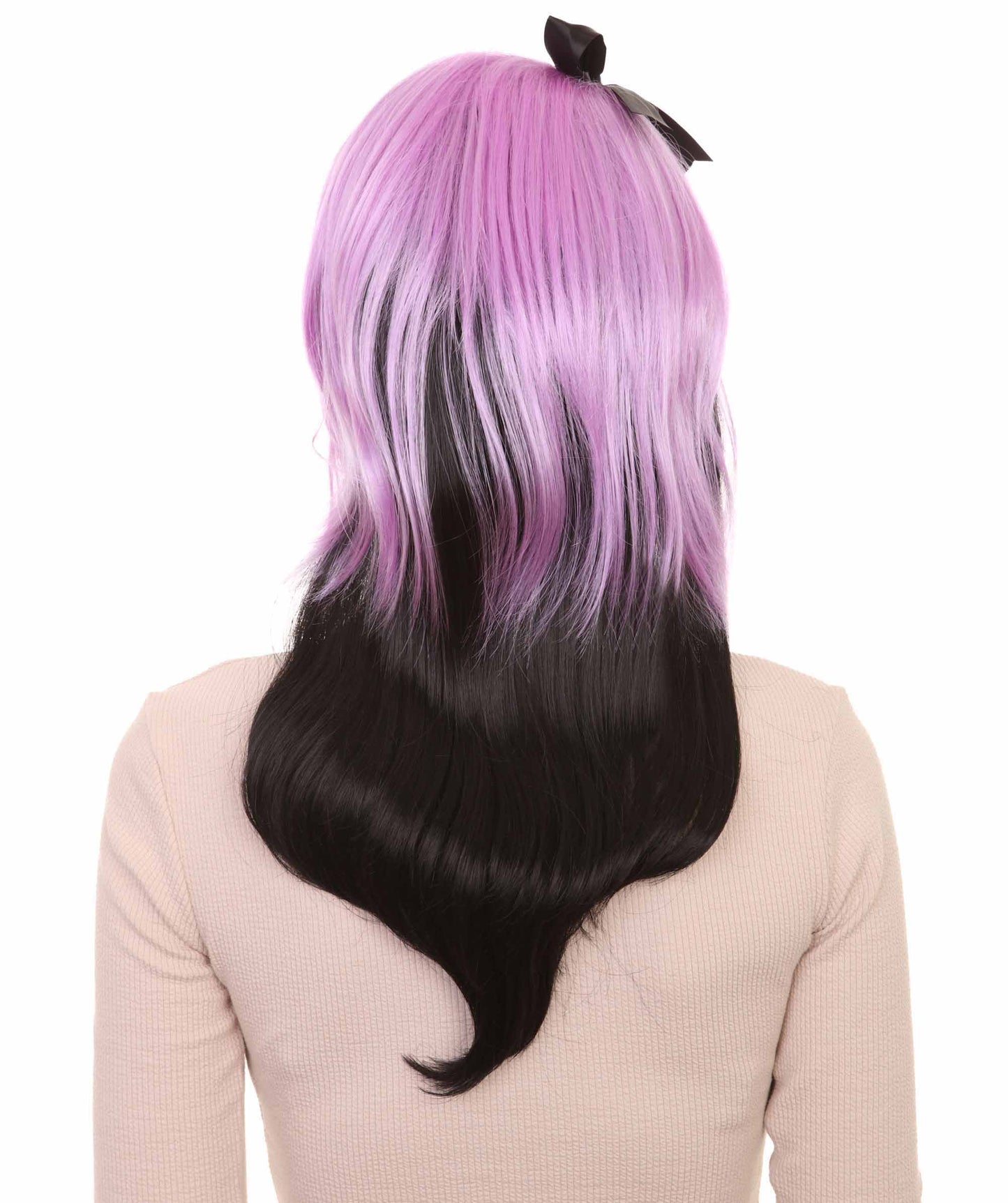 女性用 パープル ブラック チアリーダー ウィッグ H-3065 パーティー向け ファンシーコスプレ ハロウィン ウィッグ プレミアム 通気性のあるキャプレスキャップ