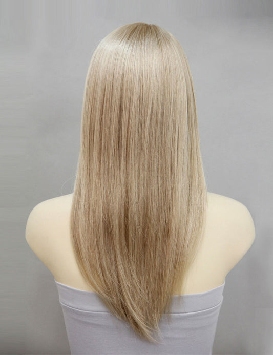 女性用 フルウィッグ ストレートミディアムレイヤー 前髪あり チャコールカラー 耐熱 高級ファイバー 軽量タイプ