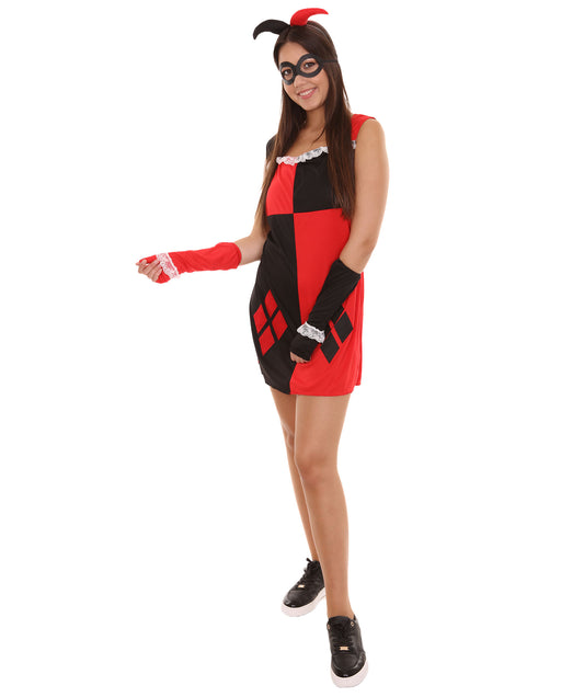 女性 JCP-135 のクインハートポーカードレスコスチューム ブラックとレッドのコスプレコスチューム