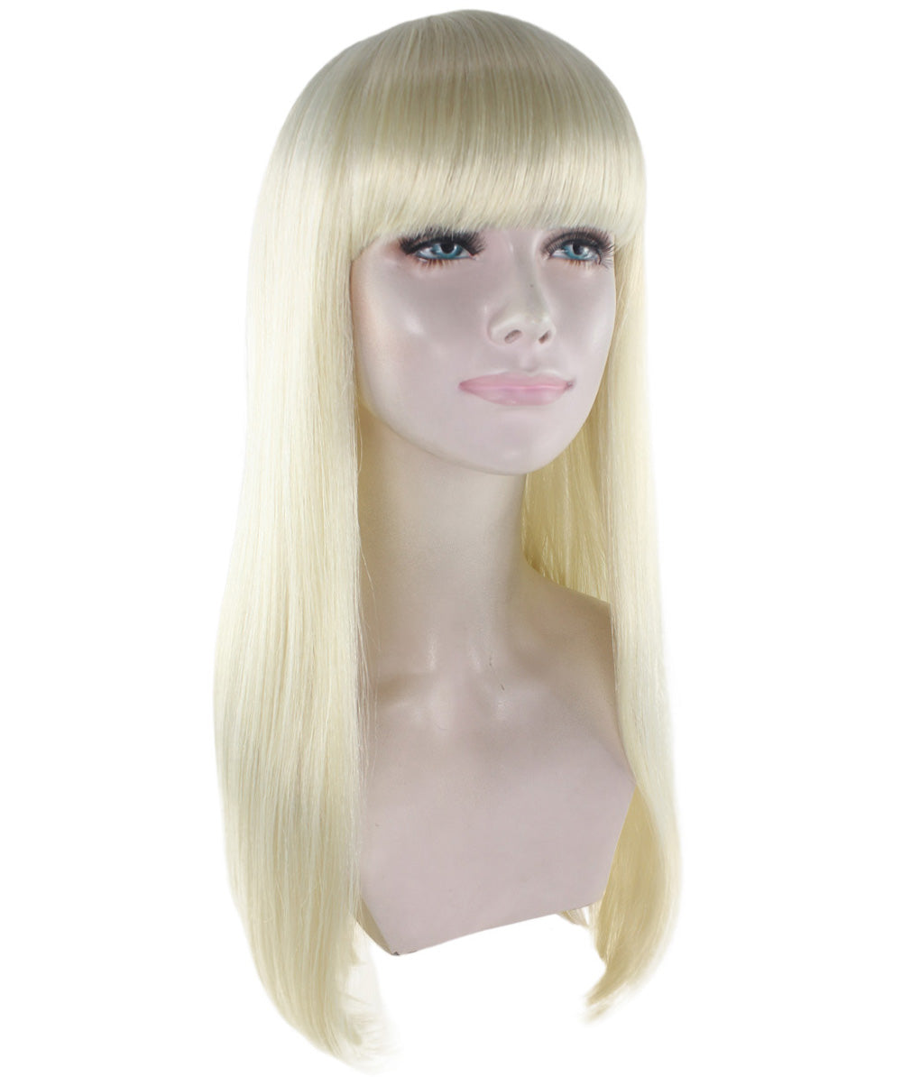 女性用 ロング ブロンド ボブ ウィッグ H-3349 ファンシー パーティー イベント レディ ハロウィン ウィッグ プレミアム通気性 キャプレス キャップ