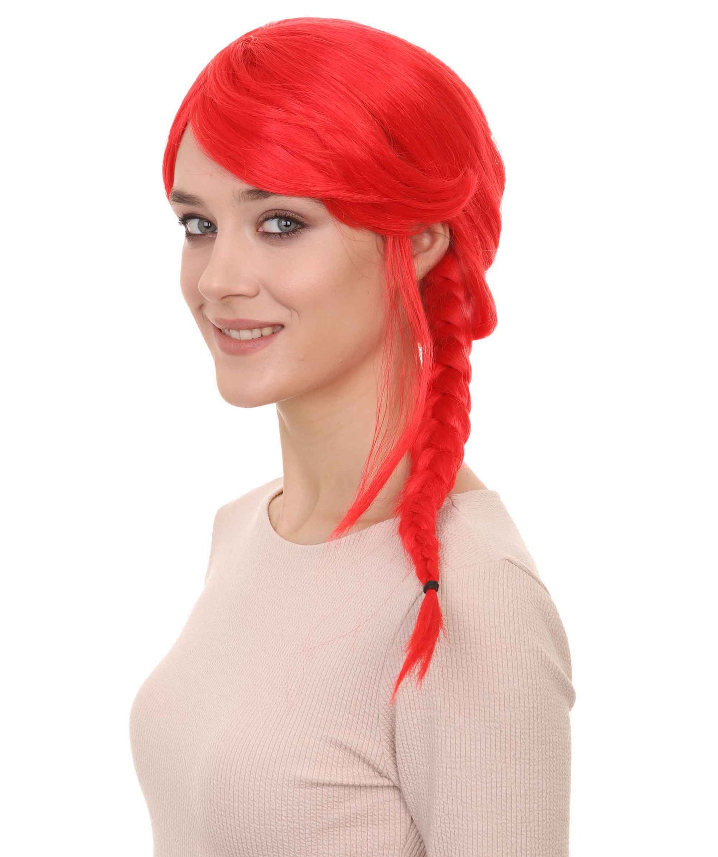 Wigs2you ハロウィン パーティー プレミアム レディース H-1157 とても快適なレッドの編み込みウィッグ