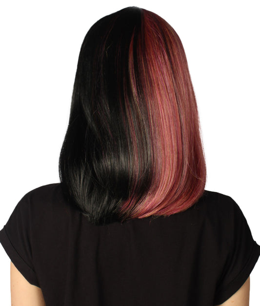 ハロウィンパーティープレミアムレディース H-4093 二色調レインボー&ブラックミディアムボブウィッグコレクション