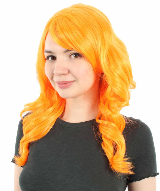 マーメイドフェアリーテールウィッグ オレンジ H-5380_2 長いウェービー コスプレ ハロウィーン衣装 パーティーヘア 合成繊維