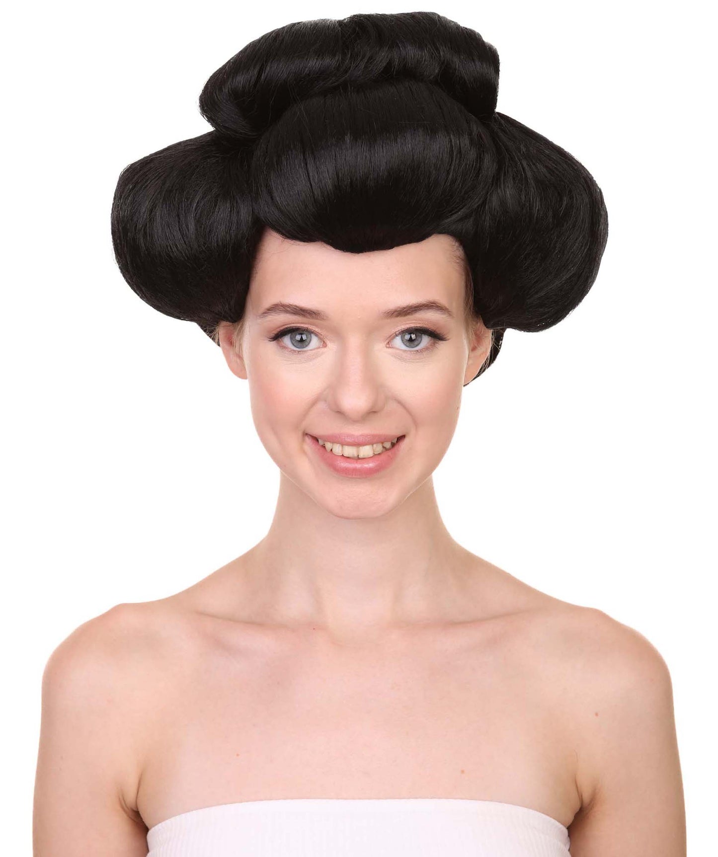 プレミアムハロウィンパーティー 女性 H-5389 ショートレングス アップド ハロウィン アニメーションゲイシャウォリアーウィッグ ブラック