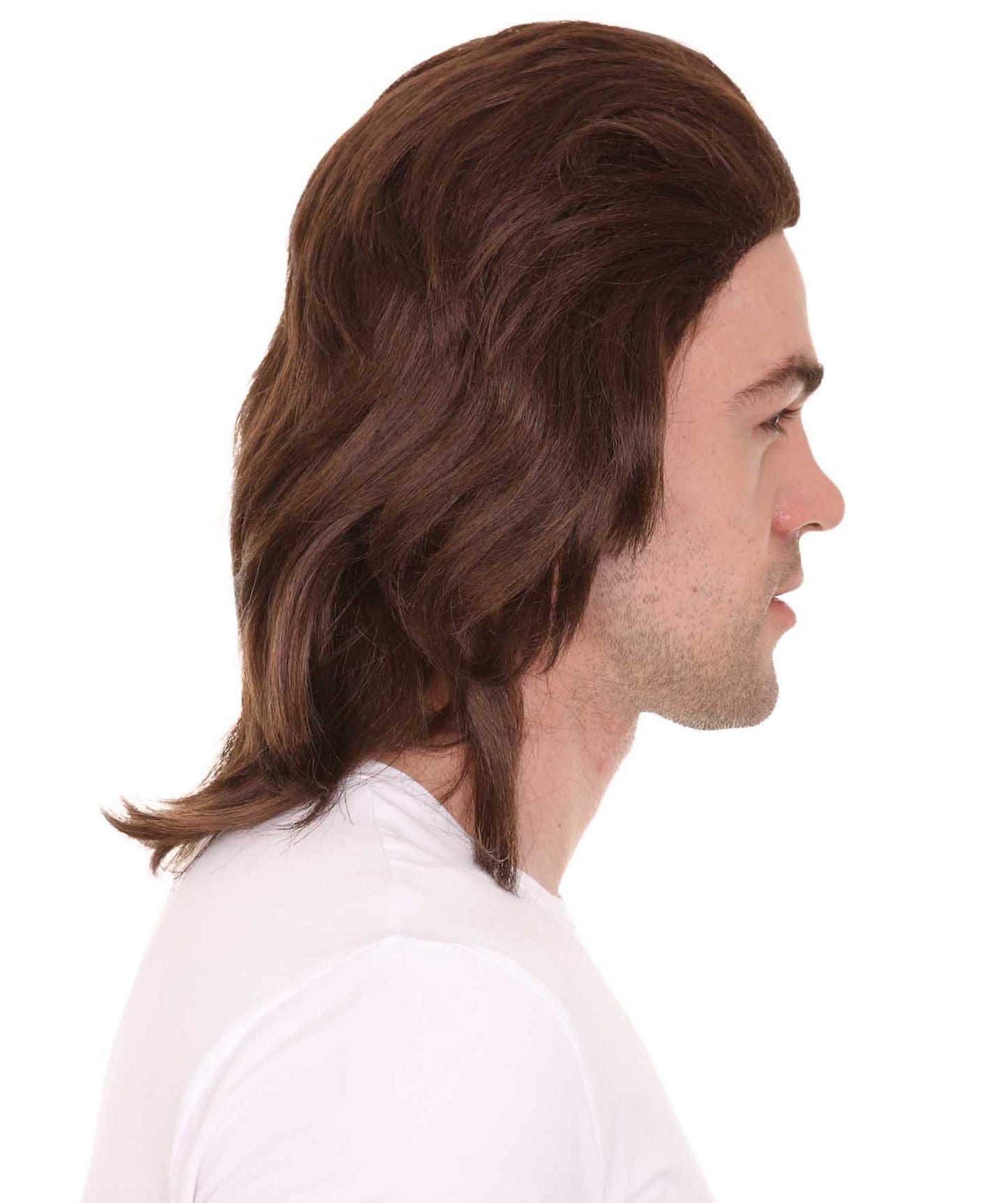 Wigs2you ハロウィン パーティー プレミアム メンズ H-648 70年代 ブラウンカラーウィッグ 口ひげ付き