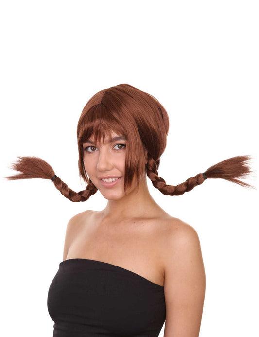 Wigs2you ハロウィンパーティー プレミアム レディース H-1650 簡単装着 とても快適 ピッピ ダークブラウン