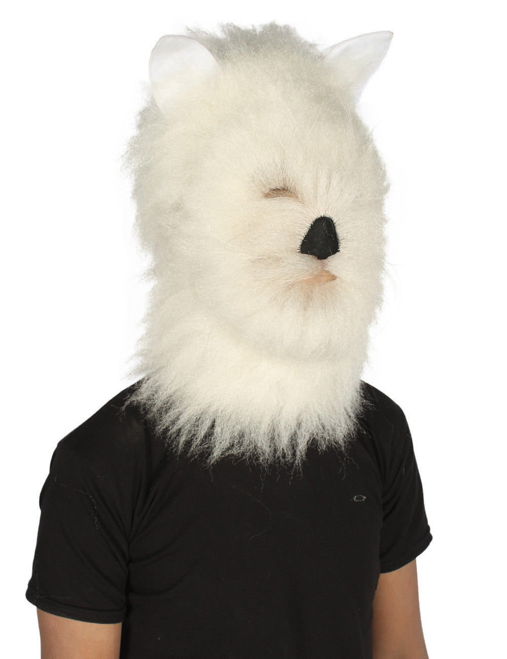 ハロウィンパーティ プレミアムメンズ H-5546 ホワイト ファーキャット コスチューム コスプレウィッグ & マスク 合成繊維の髪