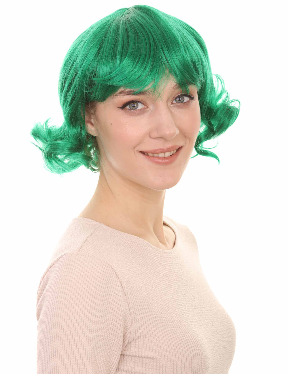 Wigs2you ハロウィン パーティー プレミアム レディース H-1350 着けやすい 快適なフィット感 カーニバル ダークグリーン ウェーブのかかったウィッグ