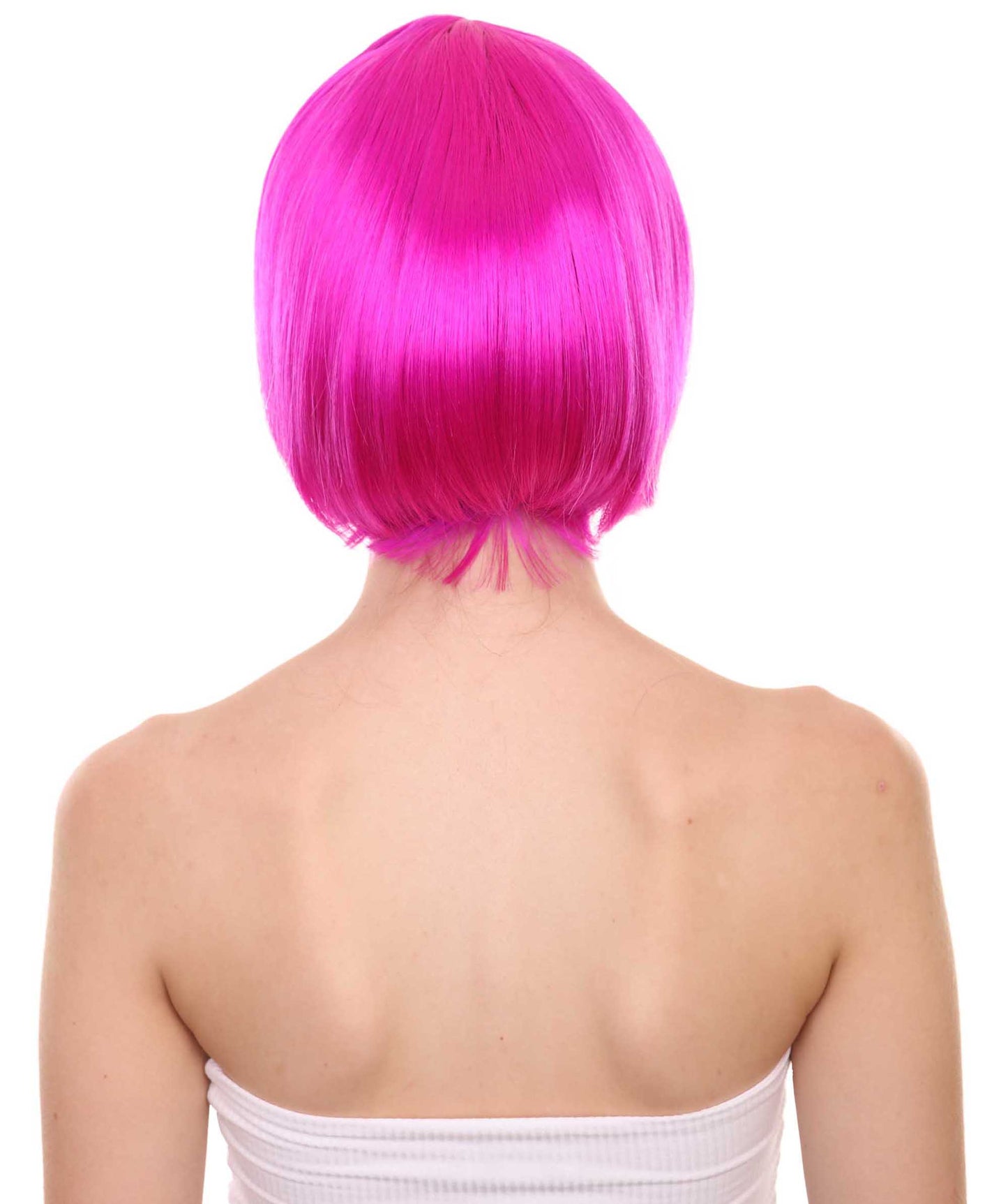 ネオンフューシャボブ女性用ウィッグコレクション H-3299 パーティー準備完了の華やかなコスプレハロウィンウィッグ プレミアム通気性のあるキャップレスキャップ