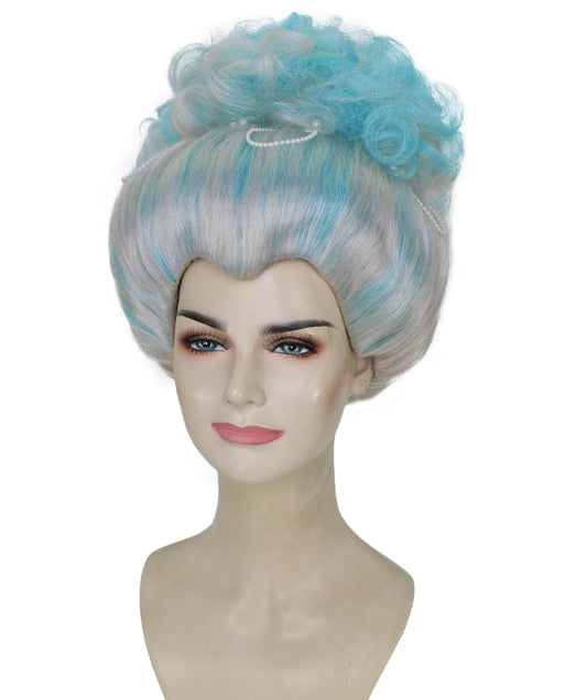 女性用 H-5972 18 世紀パール ブルー バロック マリー ウィッグ ハロウィンに最適 難燃性合成繊維
