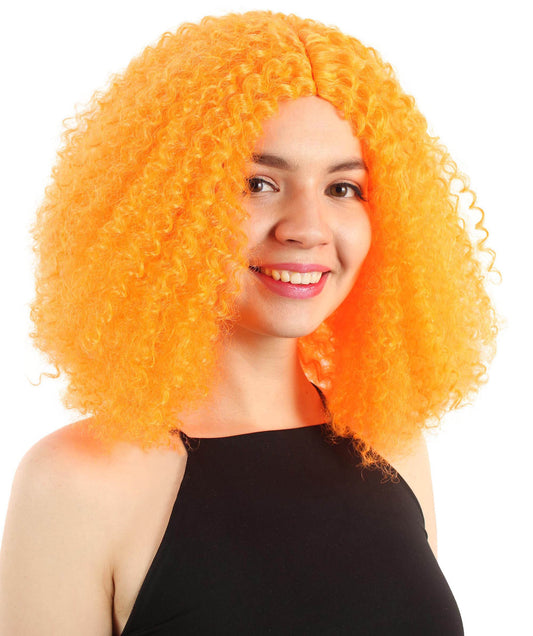女性用ショルダーレングスカーリーウィッチウィッグ オレンジ H-5374_4 合成繊維ヘア ハロウィンパーティーウィッグコレクション