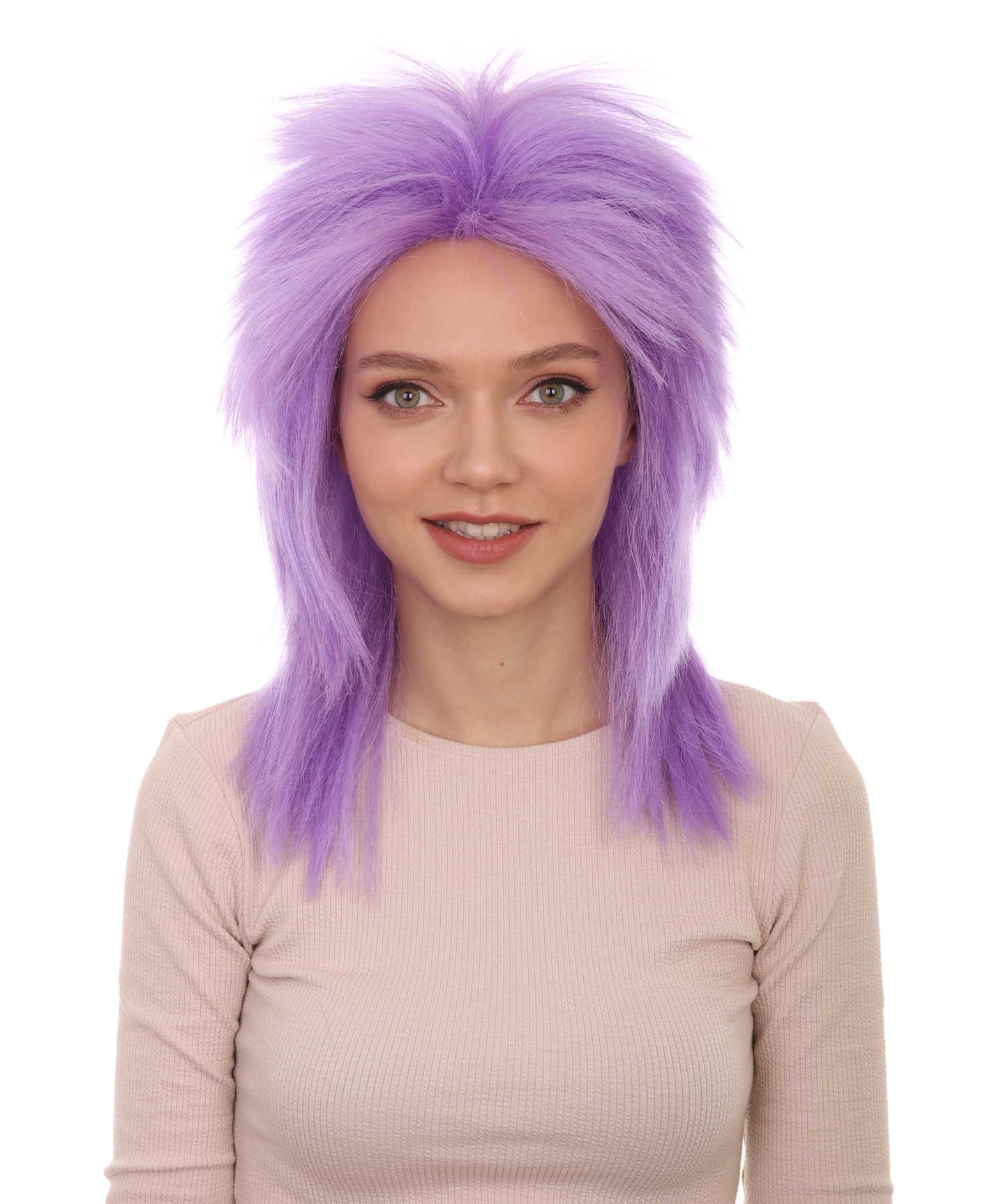 Wigs2you ハロウィン パーティー プレミアム H-1317 簡単に着用でき 快適なフィット感 80 年代女性ライラック ロッカー スタイルウィッグ