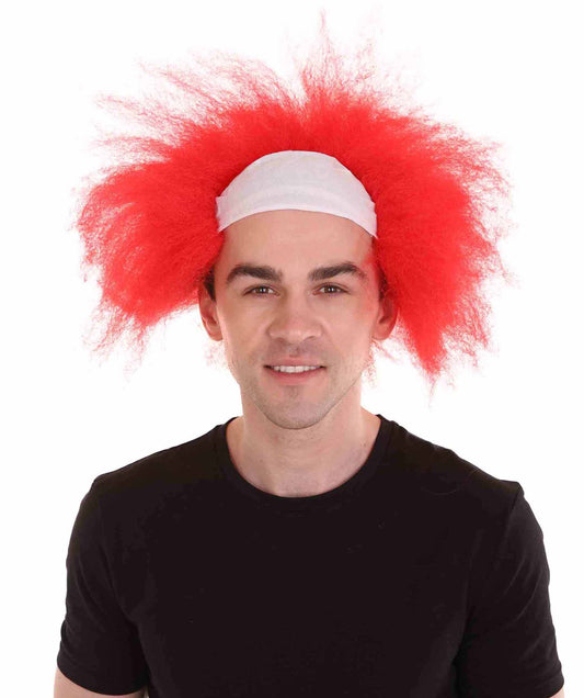 ハロウィンパーティープレミアム メンズ H-3587 怖い赤い禿げたクラウン ショート ウィッグ