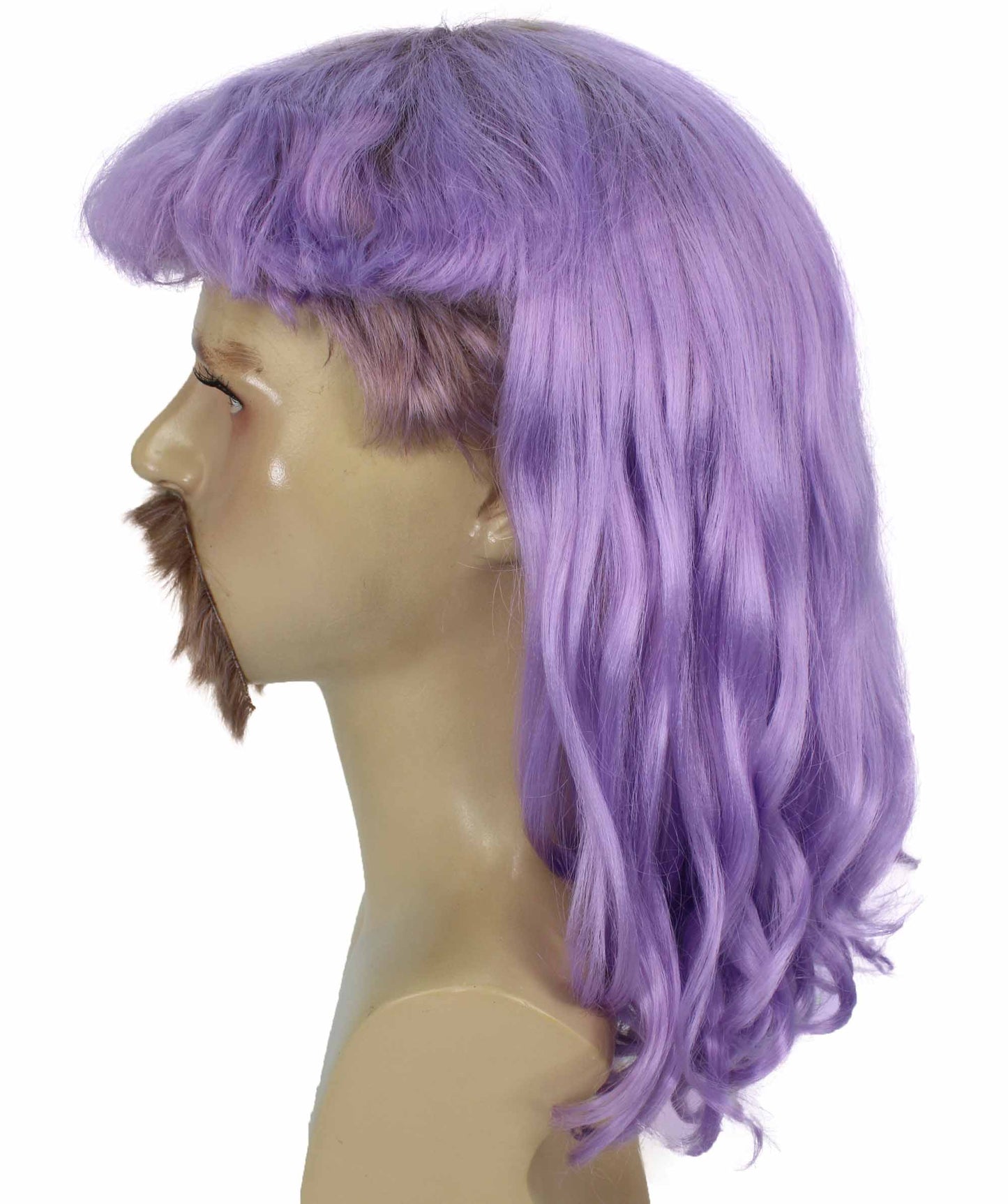 ハロウィンパーティープレミアムメンズH-5565_LPPライトパープルマレットウィッグとヒゲセット