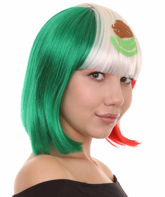 レディース 愛国的なメキシコフラッグボブウィッグ H-3905 プレミアム 通気性の良い キャップレスキャップ