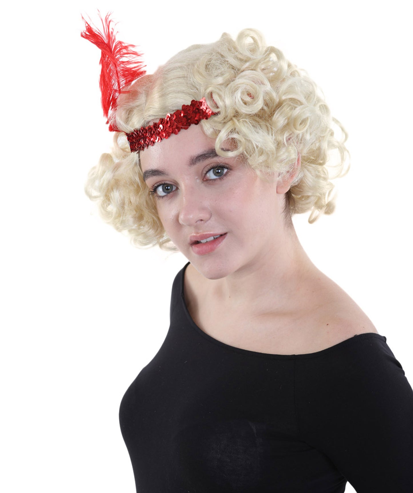 ハリウッド羽フラッパー婦人用かつら ブロンドの性格コスプレ・ハロウィンかつら 割増空気を通すCaplessなキャップH-300