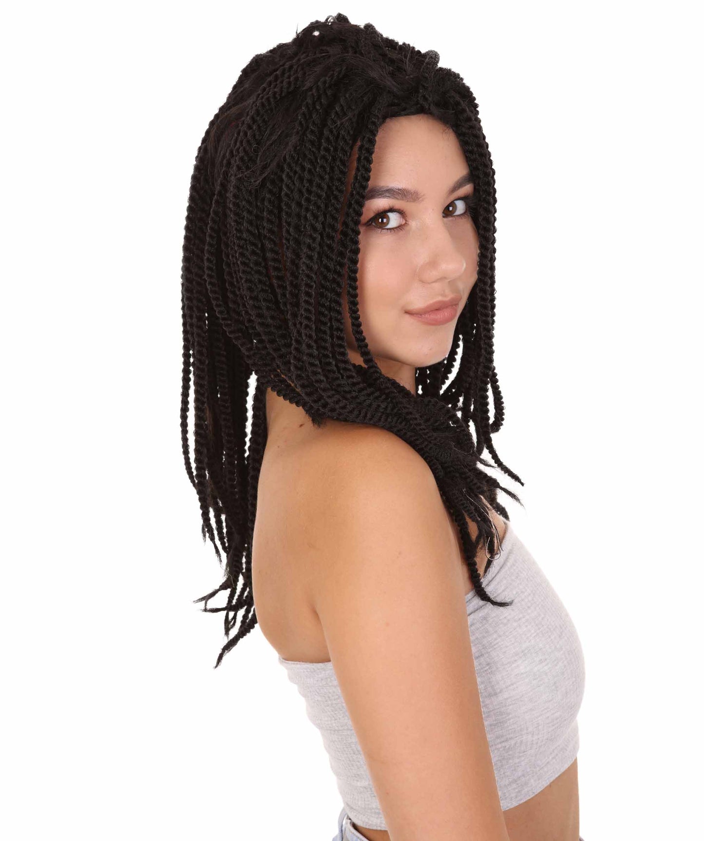 Wigs2youハロウィンパーティープレミアムレディースH-1947 美しい見た目のロングブラック薄いドレッドロックウィッグ