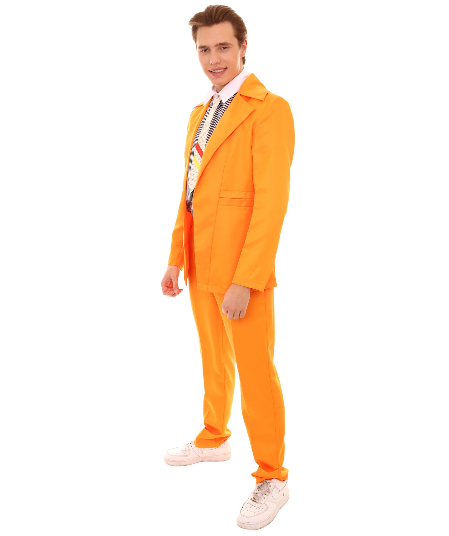 男性用 JCP-002_5 70'sロックスター スーツ コスチューム ディッキーとタイ付き プレミアム オレンジ ハロウィンコスチューム