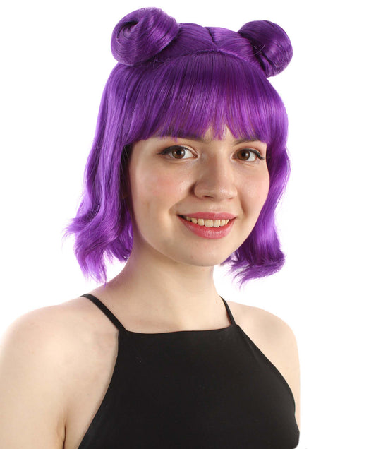 大人の女性用ショートダブルバンスペースギャラクシーウィッグ パープル H-5376_10 女子会とグループコスチューム用ヘア