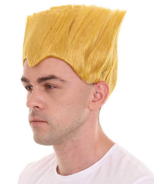 ハロウィンパーティプレミアムメンズ H-5560 コロネルジェネラルコスプレウィッグ エレクトリックイエロースパイクヘア