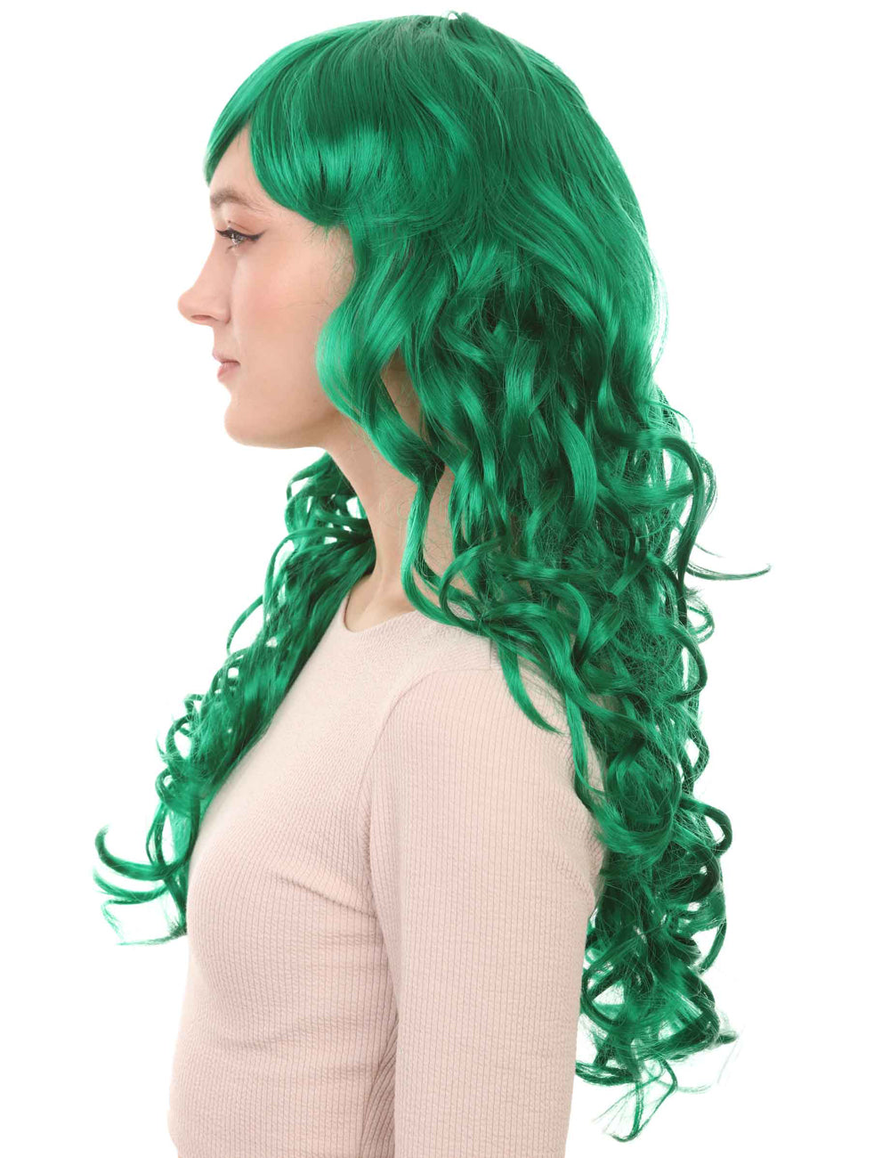 Wigs2you ハロウィン パーティー プレミアム レディース H-663 ロング グリーン カール ウィッグ