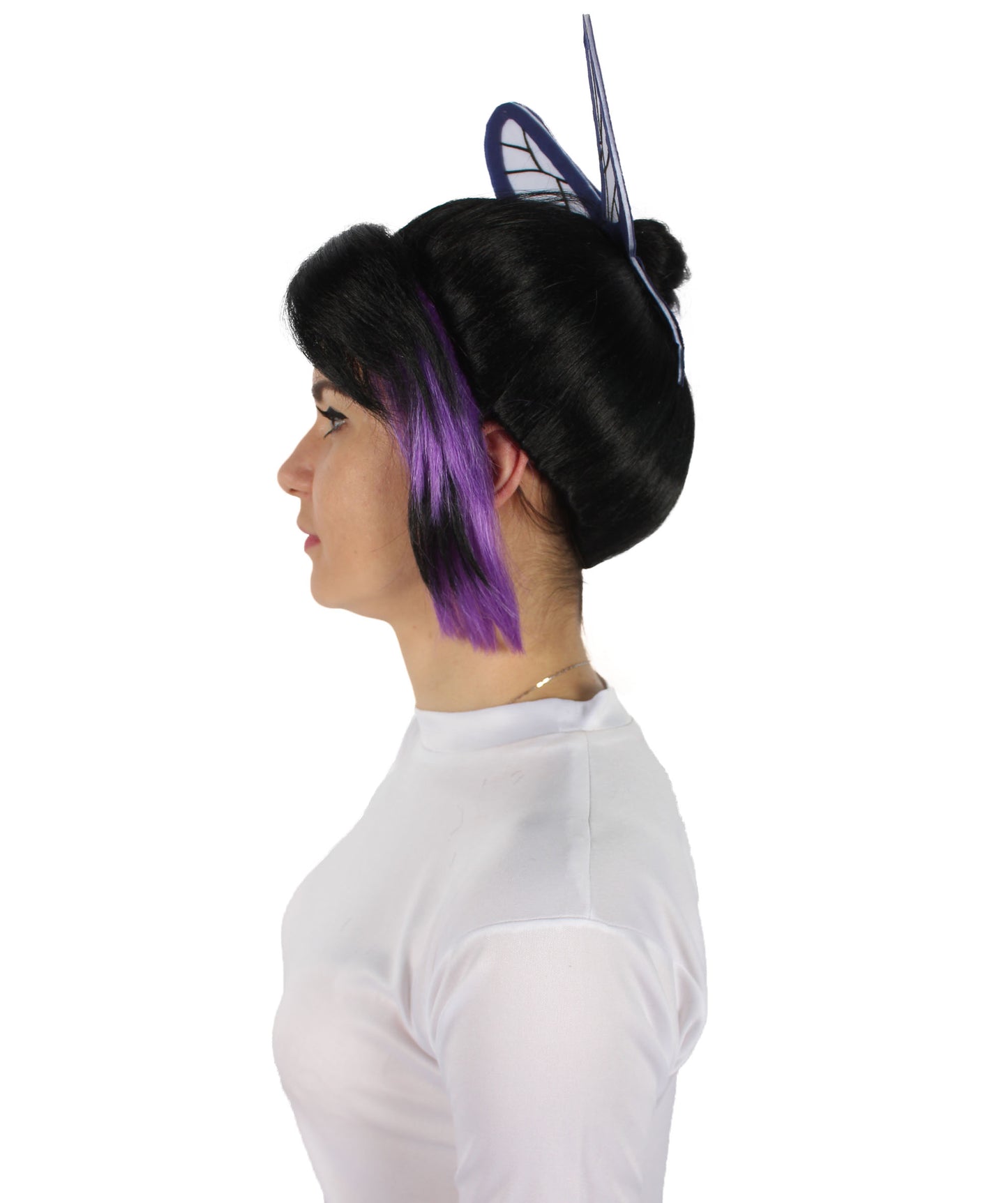 Wigs2you H-5683大人の女性の悪魔ハンター黒とダークパープルウィッグ&蝶アクセサリー