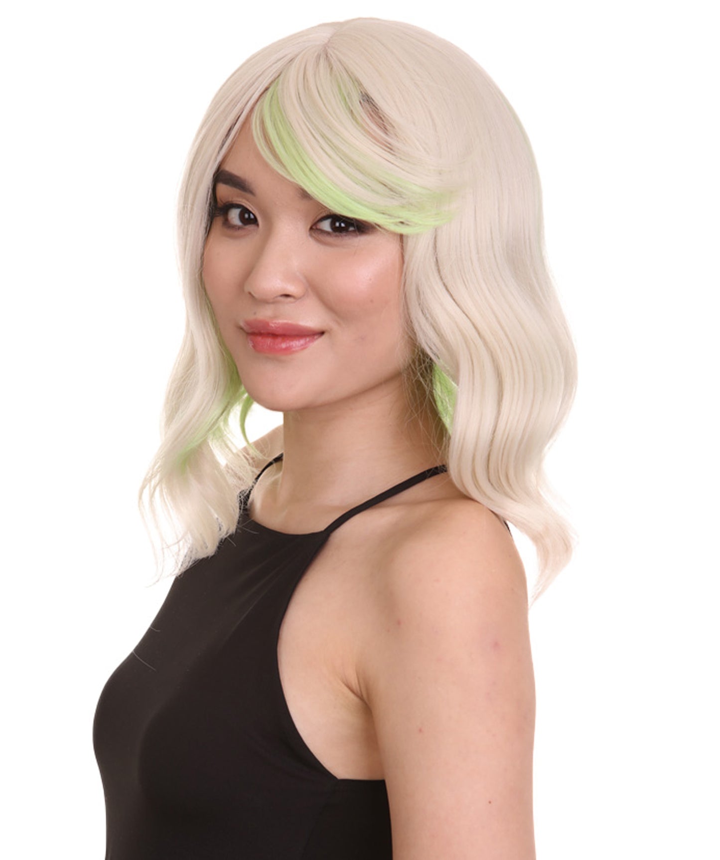 女性用ショルダーレングス ウェービーウィッグ ブロンドライム H-5195 コスプレウィッグ プレミアム通気性キャップレスキャップ