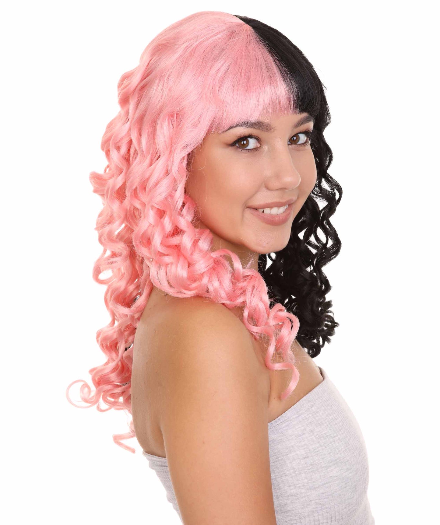Wigs2youハロウィンパーティープレミアムレディースH-1873 着けやすい 非常に快適 限定!Melanie Martinezピンクと黒のコスプレウィッグ
