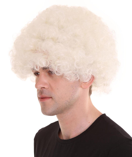 ハロウィンパーティー プレミアム 男性用 H-2466 ホワイト アフロ ウィッグ