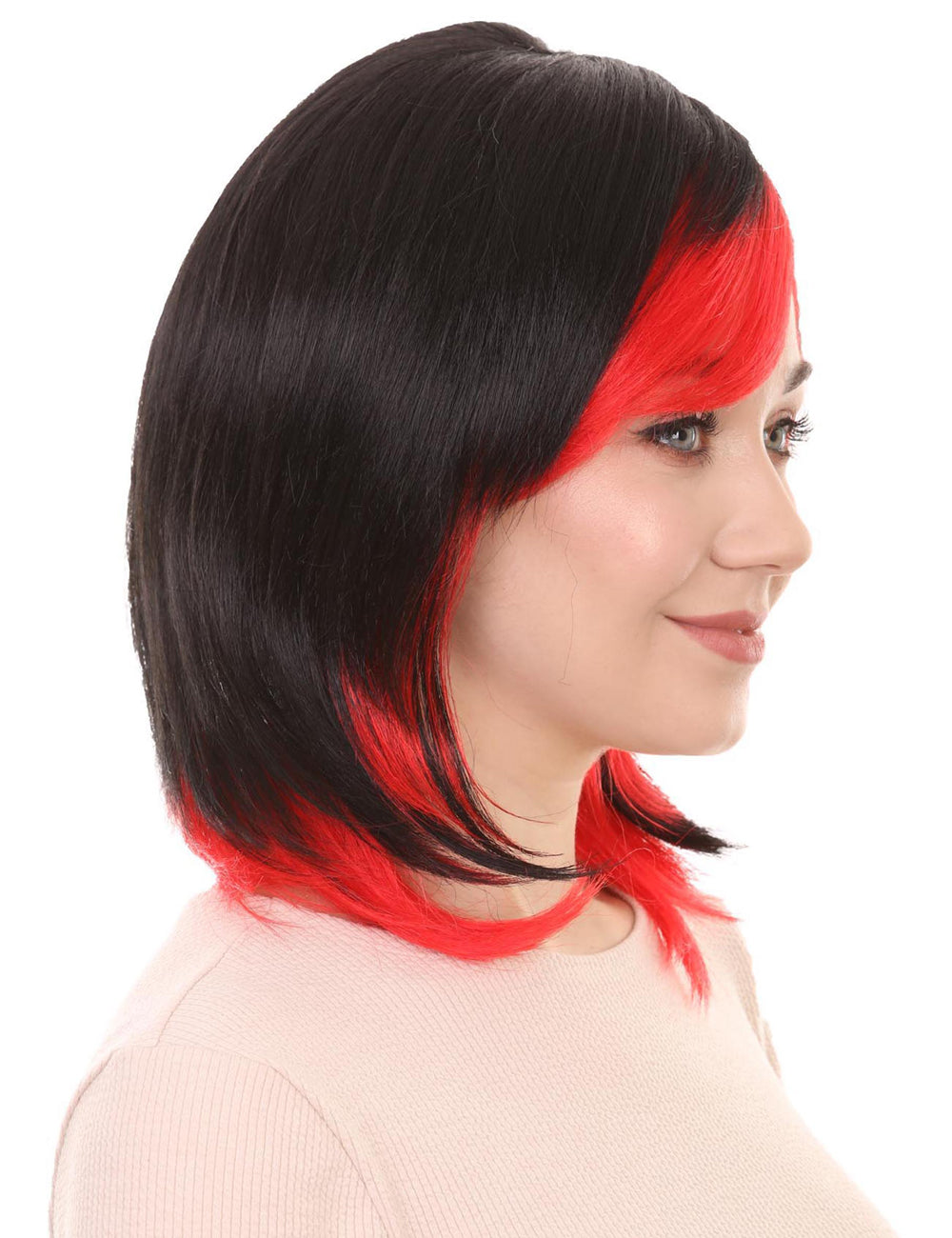 Wigs2you ハロウィンパーティー プレミアム レディース H-676 黒赤ウィッグ