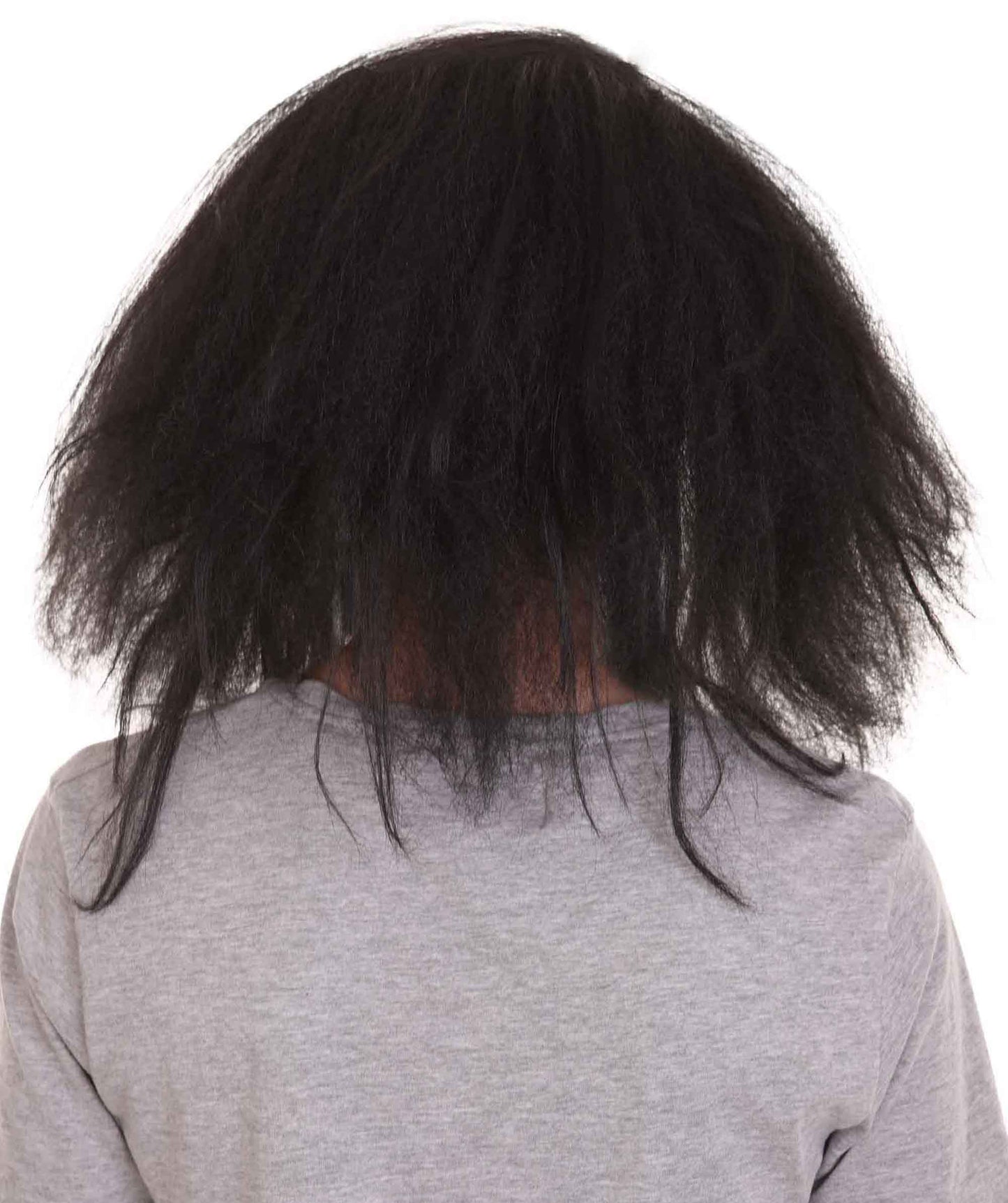 大人用ハーフボールド面白い男性用ブラックウィッグ H-4925 ハロウィンにぴったり 軽量難燃性合成ファイバー